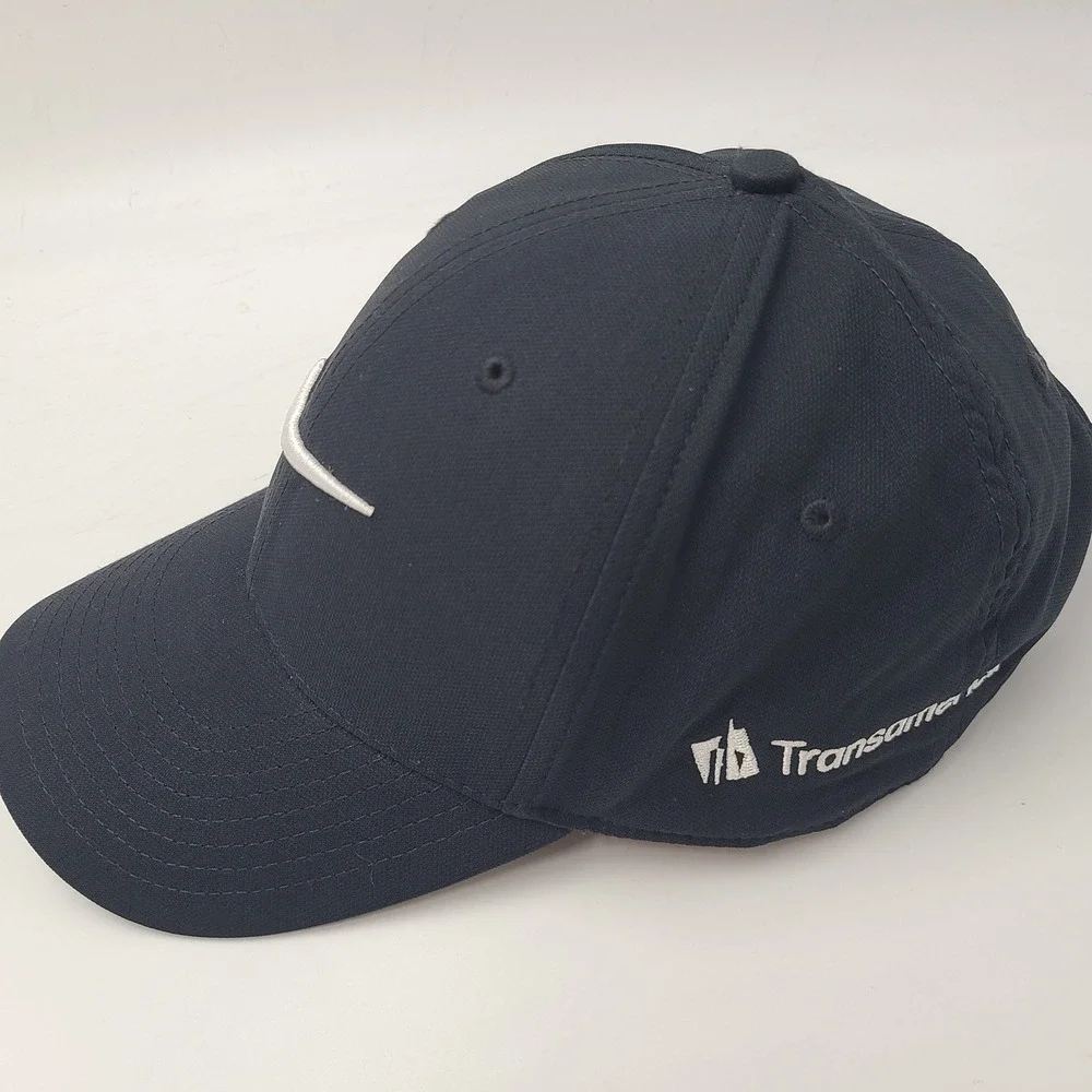 Nike Hat Adjustable Black White Transamerica Swoosh Logo Dri-Fit Club Cap Men